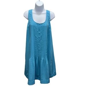 Lauren Ralph Lauren Dress Women's‎ Size 14 Pintucked Turquoise Blue Scoop Neck